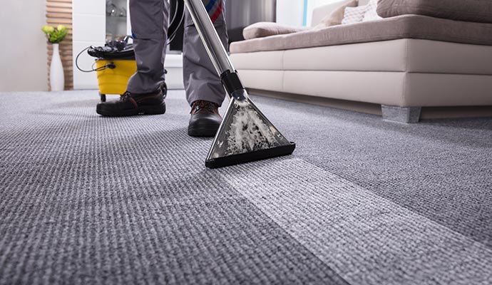 cleaning carpet with equipment