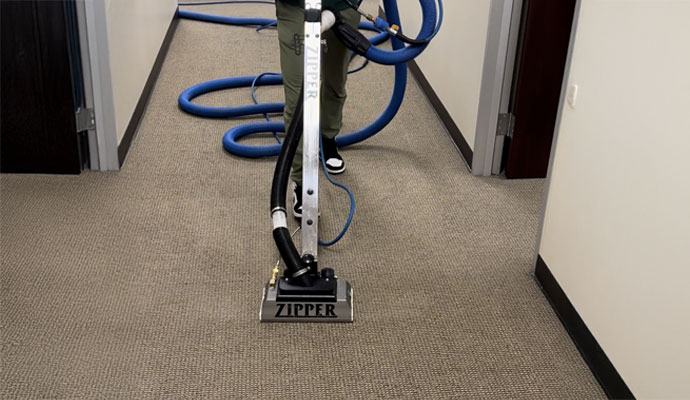 A multi-panel image showing a coffee spill on white carpet and a heavily soiled carpet section.